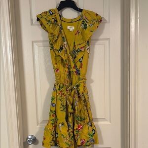 Maeve by Anthropologie Floral Yellow Wrap Dress